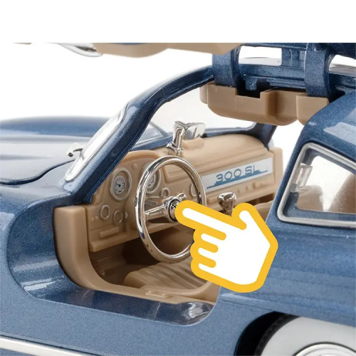 Машинка Автоэксперт Mersedes-Benz 300SL 1954 голубая 21см двери свет звук  1728-18 фото 3