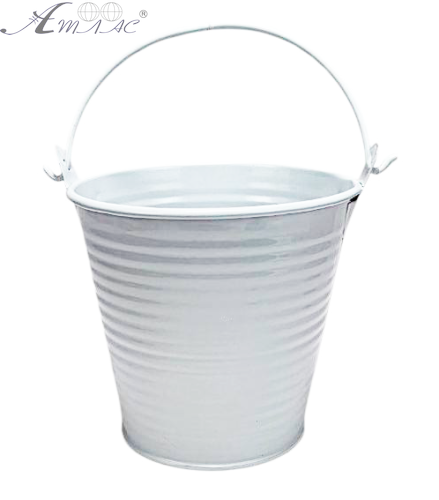 Відерко Декоративний метал 9,5 х 9,5см Диз № 2 багато смуг Біле  16539