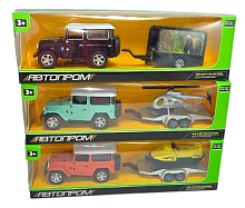 Машинка Автопром Toyota Land Cruiser FJ40 с прицепом  7465 
