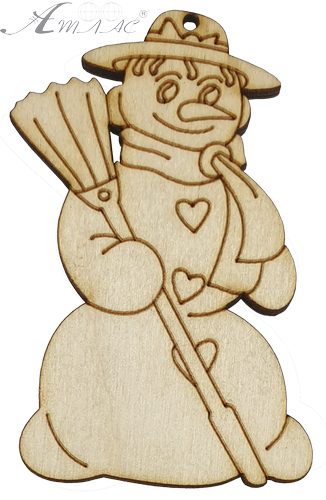 Фігурка фанерна - Сніговик із мітлою 5 х 8 см AS-4746, В-0229