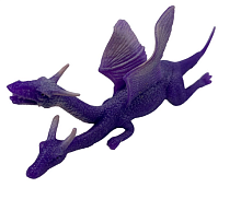 Игрушка Силиконовая тянучка Дракон маленький Двуглавый Фиолетовый 12см 05118
