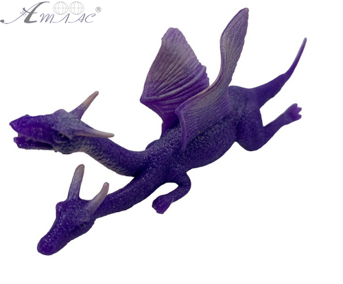 Іграшка Силіконова тягнучка Дракон маленький Двуголовий Фіолетовий 12 см  05118
