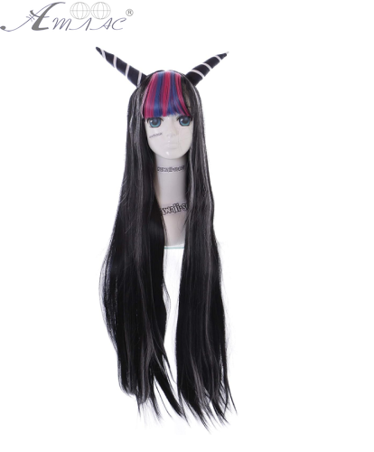 Перука Mioda Ibuki 100см чорна з ріжками 12985 фото 2 Перука Mioda Ibuki 100см чорна з ріжками 12985 фото 2