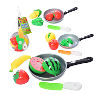 Іграшка набір Овочі на липучки з ножем і сковородою  4013D