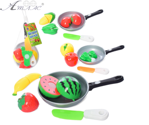 Игрушка набор Овощей на липучках с ножом и сковородой  4013D