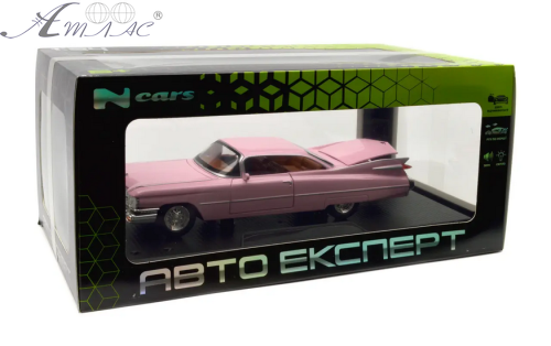 Машинка Автоексперт Cadillac Coupe DeVille 1959р рожева 21см двері світло звук  5069-94 фото 3