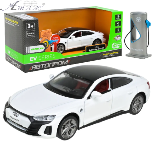 Машинка Автопром Audi RS e-tron GT Белая электро+свет+звук 14см  68744