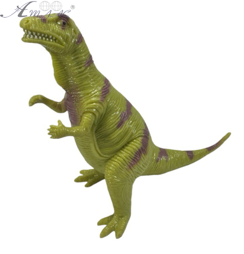 Іграшка силіконова антистрес, Динозавр гірчичний з фіолетовими смугами, стоїть 15 см  08639