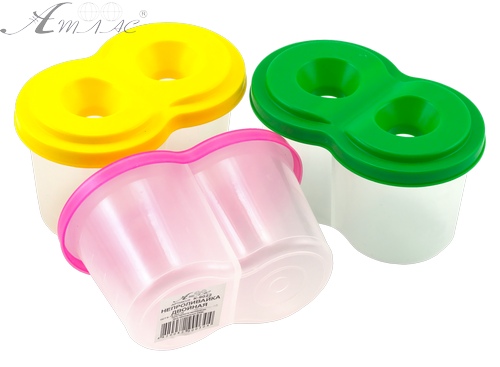 Стакан-непроливайка подвійний зі штрих-кодом 12,8 х 7,6 х 7,6 см пластиковый AS-0025, К-9022