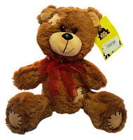 Іграшка М'яка Ведмедик з бантом, латкою коричневий 21 см В228/0