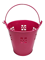 Ведерко Декоративное металл  9,5 х 9,5см Диз № 5 прорезь цветок Красное  09444