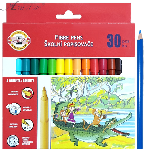 Фломастеры Koh-i-Noor 30 цветов GRIP круглые 771002CJ08KS