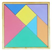 Танграм КОЛЬОРОВИЙ з двух боків з фанери 12 х 12 см  AS-7112