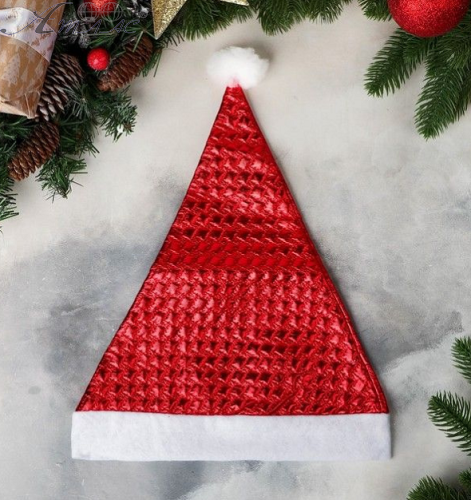 Шапка Санта Клауса Червона з окантовкою  02152