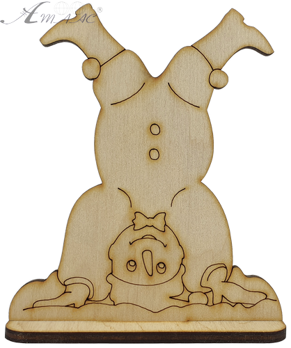 Фігурка фанерна - Сніговик догори ногами на підставці 10 х 11 см AS-4742, В-0232