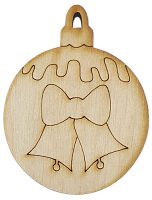 Фігурка фанерна - Ялинкова куля з дзвіночками 6 см AS-4768, В-0197