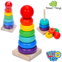 Іграшка Дерев'яна Пірамідка Веселка 7 елементів  MD0819
