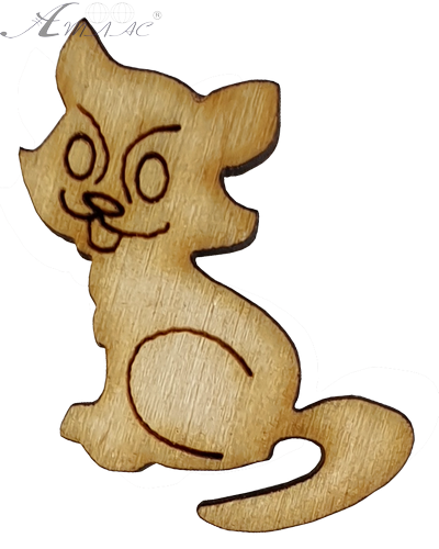 Фігурка фанерна - міні Котик хвостик униз 3 см AS-4679, В-0133