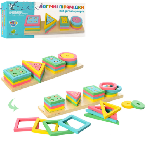 Игрушка Деревянная Логічні пірамідки Геометрика  MD2066