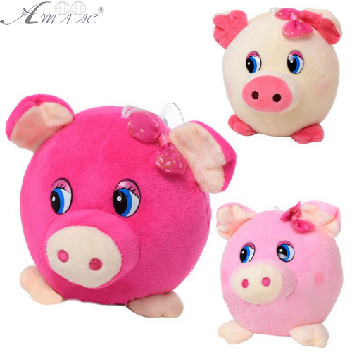 Игрушка Мягкая Свинка круглая, с бантиком Розовая 13см МР1702 Игрушка Мягкая Свинка круглая, с бантиком Розовая 13см МР1702