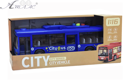 Іграшка Автобус Sity синій двері відчиняються + світло + звук 28 см  1106В фото 2