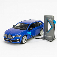 Машинка Автопром Skoda SuperB iV Синя електро+світло+звук 14см  68744