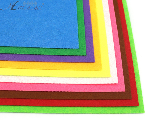 Фетр листовой набор 10 листов 10 цветов 20 х 30 см х 1,2 мм  HQ170-MIX3