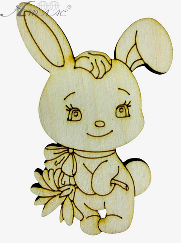 Фигурка фанерная - Кролик № 3 с бантом и цветочком 8х5см AS-4577 Фигурка фанерная - Кролик № 3 с бантом и цветочком 8х5см AS-4577