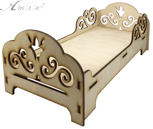 Меблі для ляльок типу Барбі - Ліжко № 1 з завитками з боків 16 х 30.4 х 12 см AS-4002, F-0190