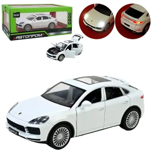 Модель Автопром Porche Cayenne Белая металл 1:24 инерционная 20см  7733