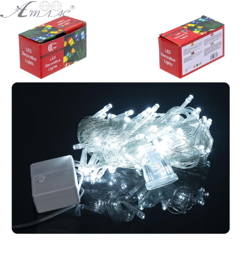 Гірлянда Електрична 80 лампочок холодний білий білий провід LED  16522