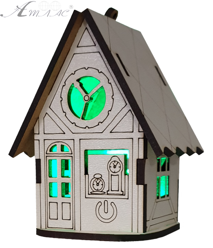 Домик с подсветкой № 11/2 свет - Медленное трехцветное переключение, сенсорный выключатель, МДФ AS-5518, Е-019 Домик с подсветкой № 11/2 свет - Медленное трехцветное переключение, сенсорный выключатель, МДФ AS-5518, Е-019