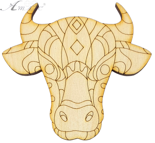 Фигурка фанерная - Корова или Бык № 15 голова быка 7 х 6 см + магнит AS-4528