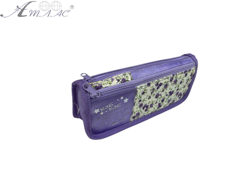 Пенал шкільний косметичка 2 відділення в квіточках  J-8261 фото 2