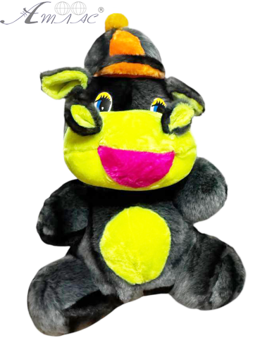 Іграшка М'яка Великий Бегемот 70 см сірий з яскравими вставками  13160 фото 2