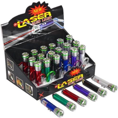 Брелок фонарик - лазер LASER с карабином 2в1  7см  05710