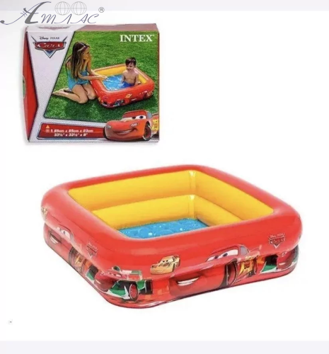 Бассейн Intex квадратный мягкое надувное дно Тачки  85-85-23см   57101