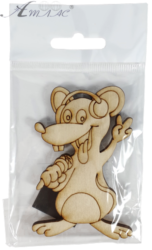 Фігурка фанерна - Мишеня №  8 в навушниках із мікрофоном 54 х 88 мм з магнітом AS-4832, В-0390 фото 3