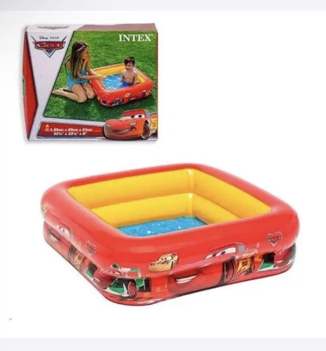 Бассейн Intex квадратный мягкое надувное дно Тачки  85-85-23см   57101
