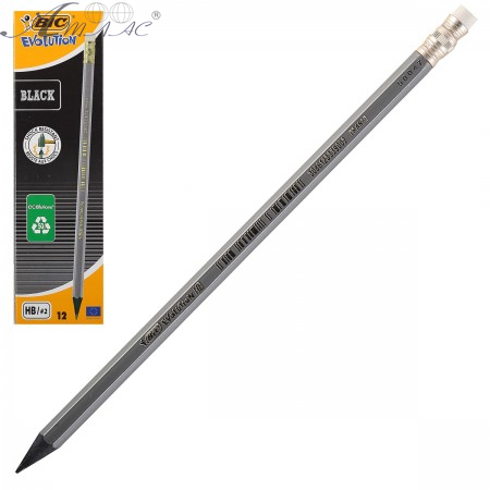 Олівець графітний BiC Evolution НВ з гумкою 918484 Олівець графітний BiC Evolution НВ з гумкою 918484