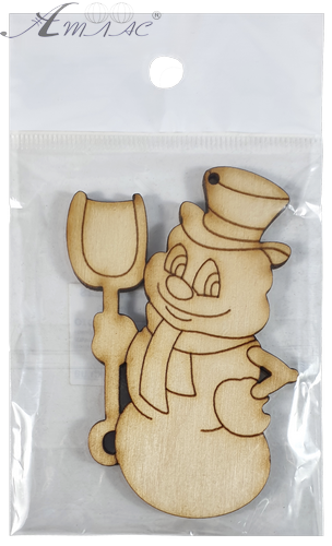 Фігурка фанерна - Сніговик з лопатою 5,5 х 8 см AS-4745, В-0228 фото 2 Фігурка фанерна - Сніговик з лопатою 5,5 х 8 см AS-4745, В-0228 фото 2