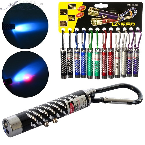 Брелок ліхтарик - лазер LASER з карабіном 3 в 1 арт  806