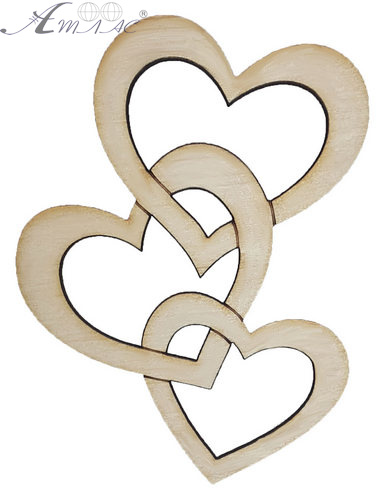 Фигурка фанерная - Сердце 3 шт по вертикали 10 х 7 см AS-4709, В-0276 Фигурка фанерная - Сердце 3 шт по вертикали 10 х 7 см AS-4709, В-0276