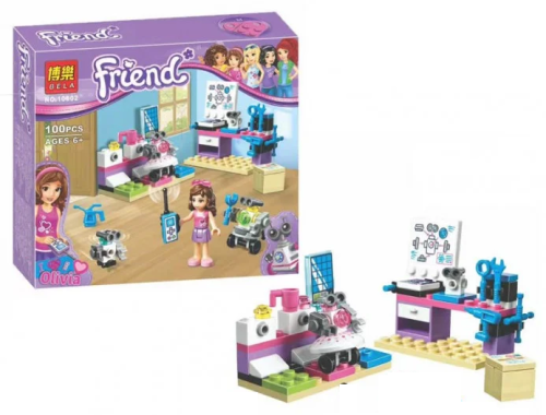 Игрушка Конструктор Friends Творческая лаборатория Оливии 100 деталей  10602
