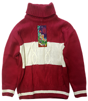 Светр для дівчинки в'язаний з горловиною, р.4-7р. червоно-білий Aslan 13376