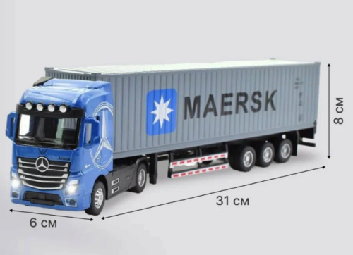 Машинка Автопром Mercedes Actros фура синяя металл инерционная 31см  7540 