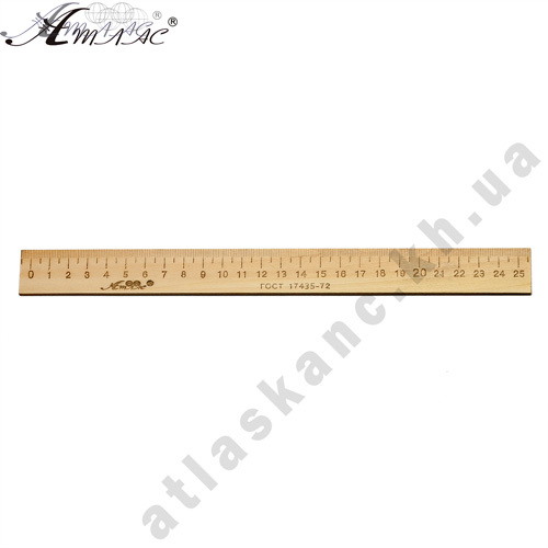 Лінійка Дерев'яна 25 см надрукована, тільки опт від 100 шт AS-0662, К-4057