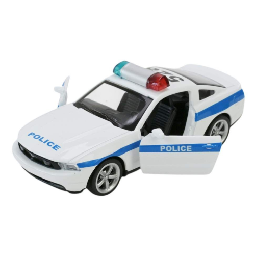 Модель Автопром Ford Mustang GT Police Белая металлическая инерционная 11см  4372 фото 2