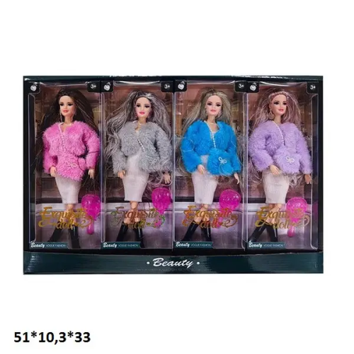 Кукла Beauty в шубке с люриксом в волосах 28см микс цветов в коробке  FQ116K9