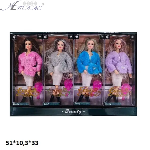 Лялька Beauty у шубці з люрексом у волоссі 28 см мікс кольорів у коробці  FQ116K9